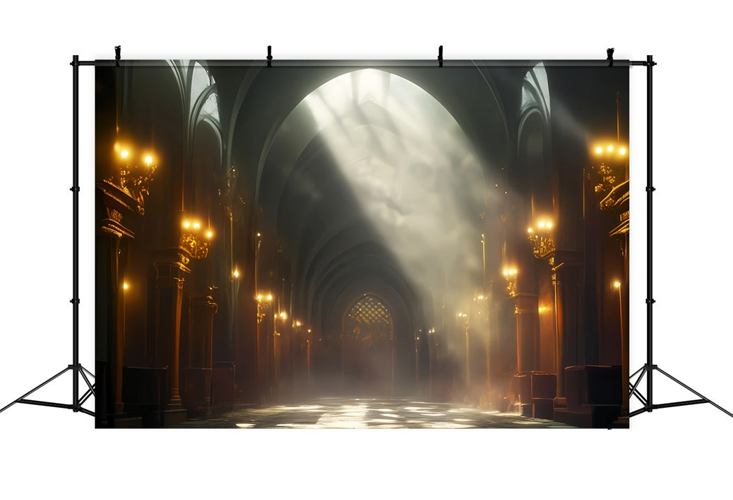 Tanzstudio-Fotohintergrund Goldenes Licht Kathedralenhalle Tanzfotohintergrund LXX59-6