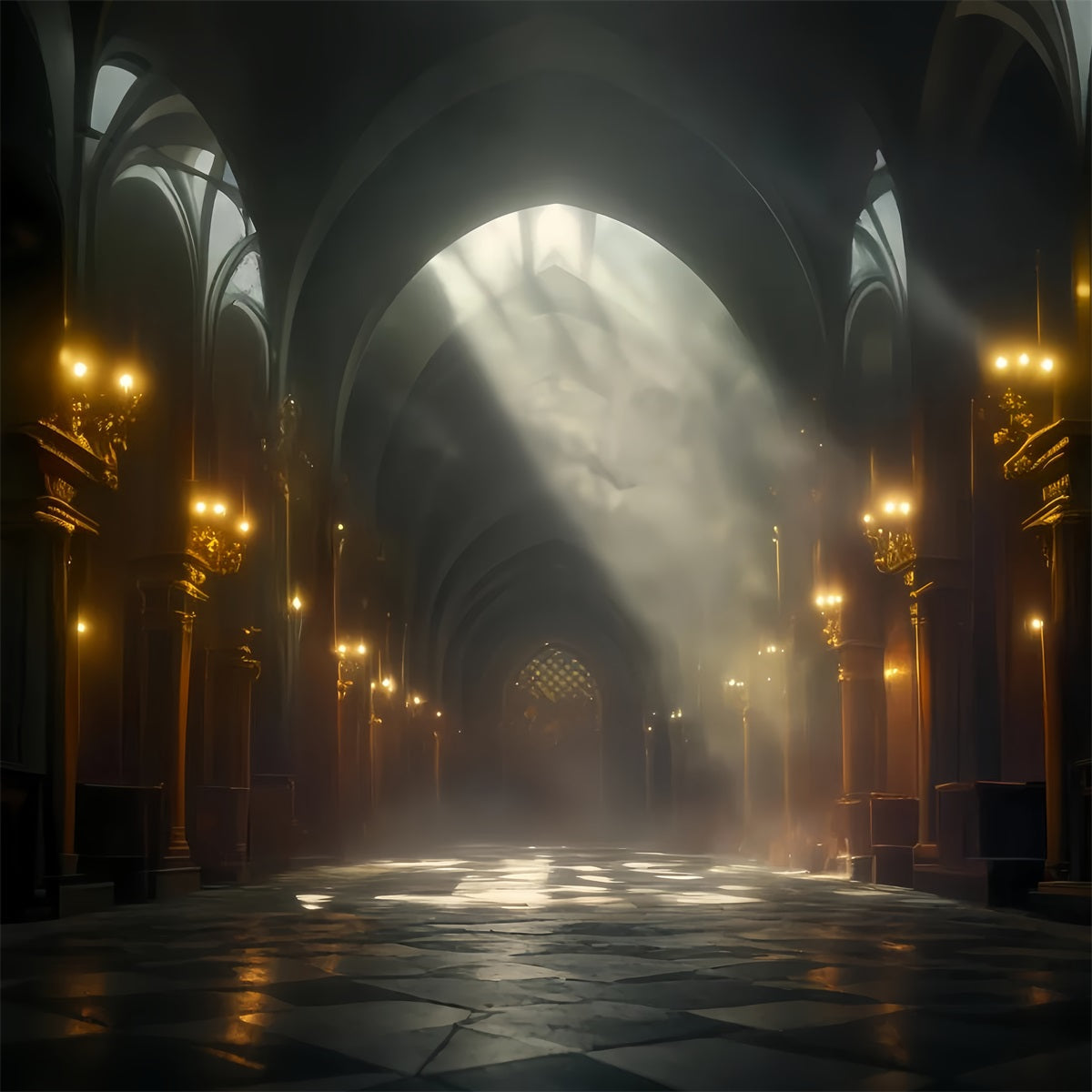 Tanzstudio-Fotohintergrund Goldenes Licht Kathedralenhalle Tanzfotohintergrund LXX59-6