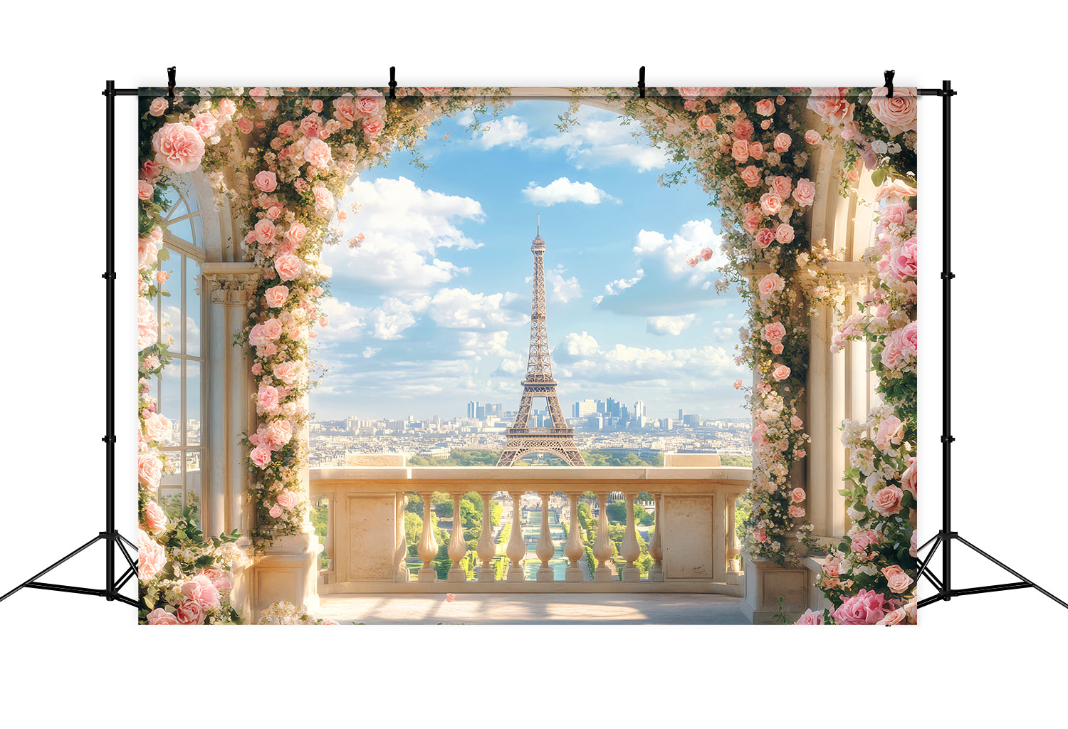 Paris Hintergründe Blühender Rosenbogen Blick Paris Fotohintergrund Ideen LXX59-67