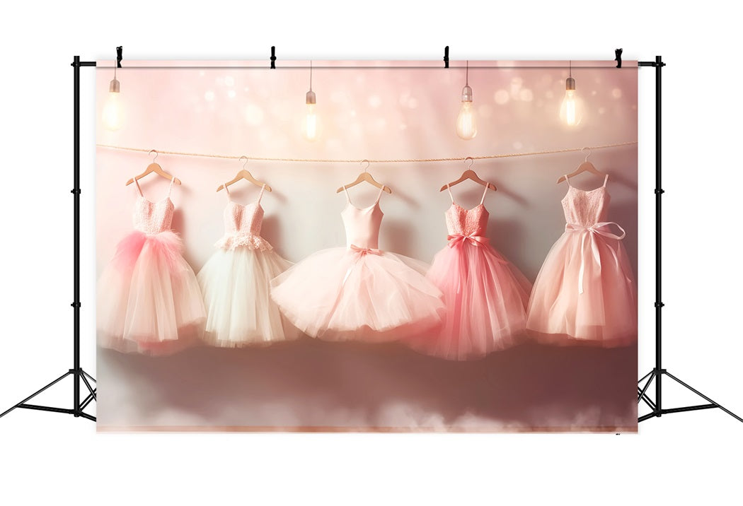 Tanzstudio-Fotohintergrund Hängende rosa Ballettkleider Schul-Tanzfotohintergrund LXX59-7