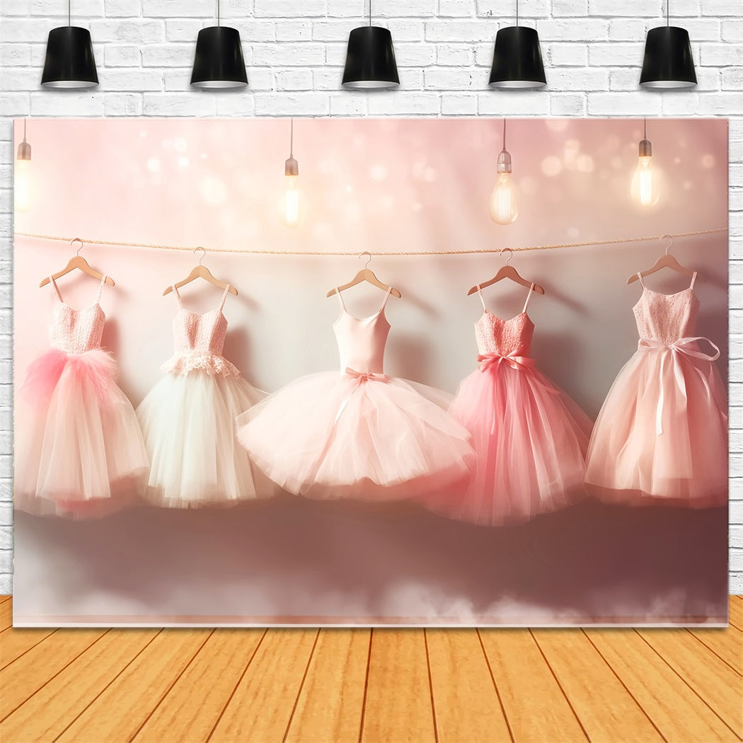 Tanzstudio-Fotohintergrund Hängende rosa Ballettkleider Schul-Tanzfotohintergrund LXX59-7