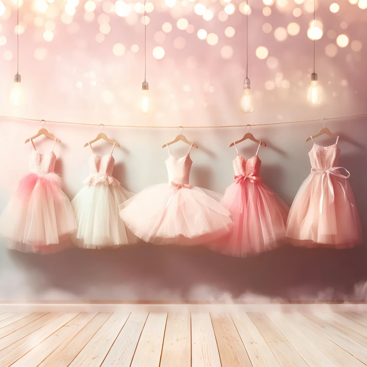 Tanzstudio-Fotohintergrund Hängende rosa Ballettkleider Schul-Tanzfotohintergrund LXX59-7