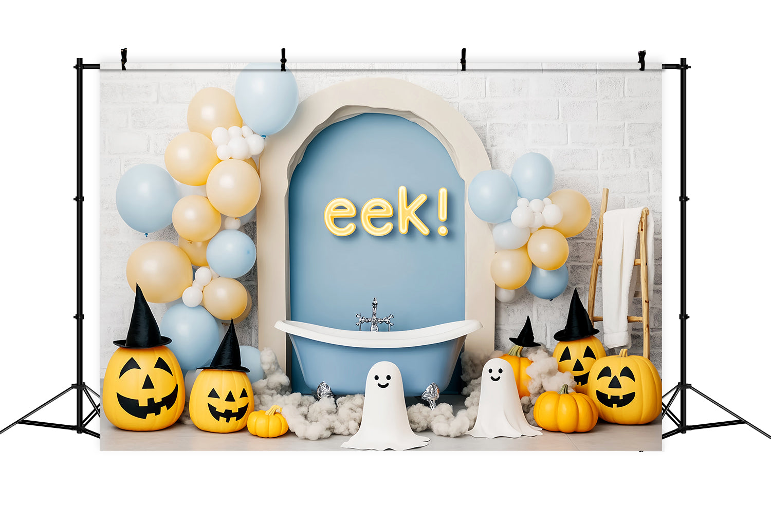Halloween Geister Fotohintergrund Lächelnde Geister Ballons Badewanne Halloween-Hintergründe LXX59-87