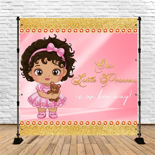 Baby Shower Backdrop Mädchen Glitter Prinzessin Cartoon Backdrop LXX6-1