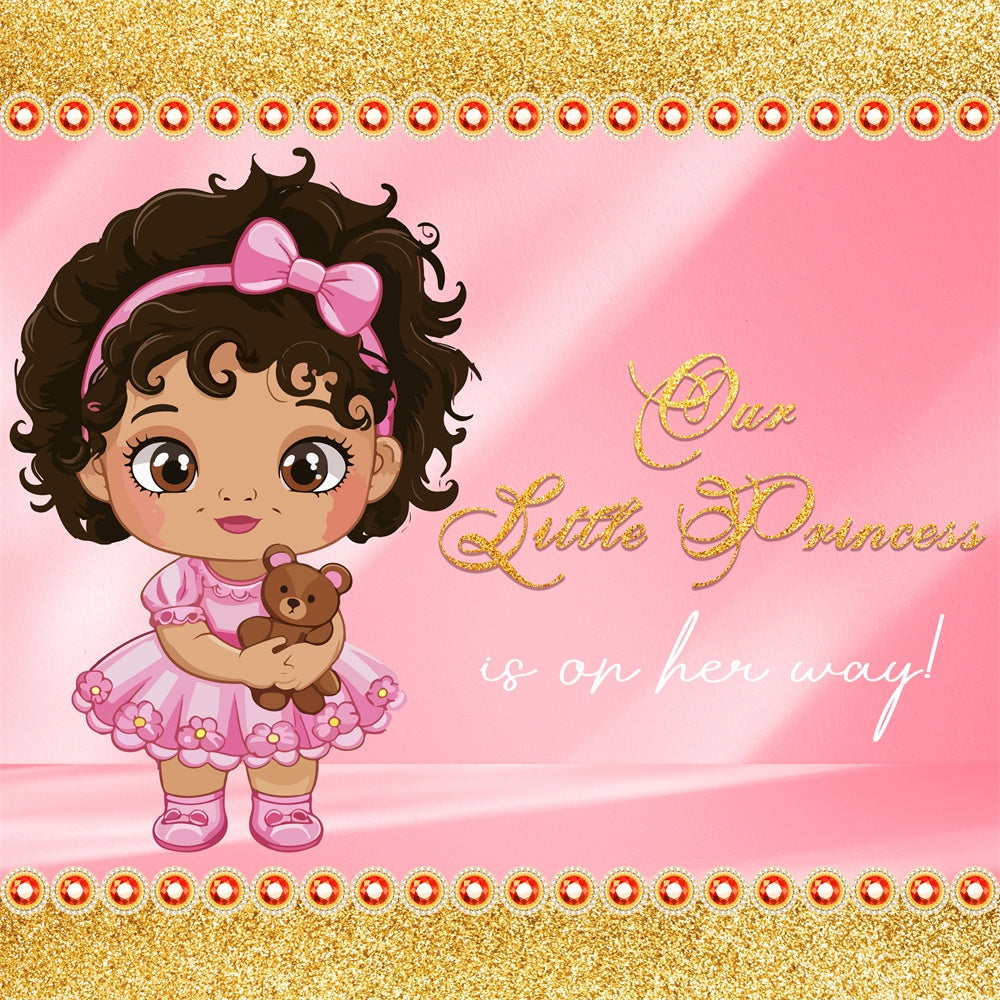 Baby Shower Backdrop Mädchen Glitter Prinzessin Cartoon Backdrop LXX6-1