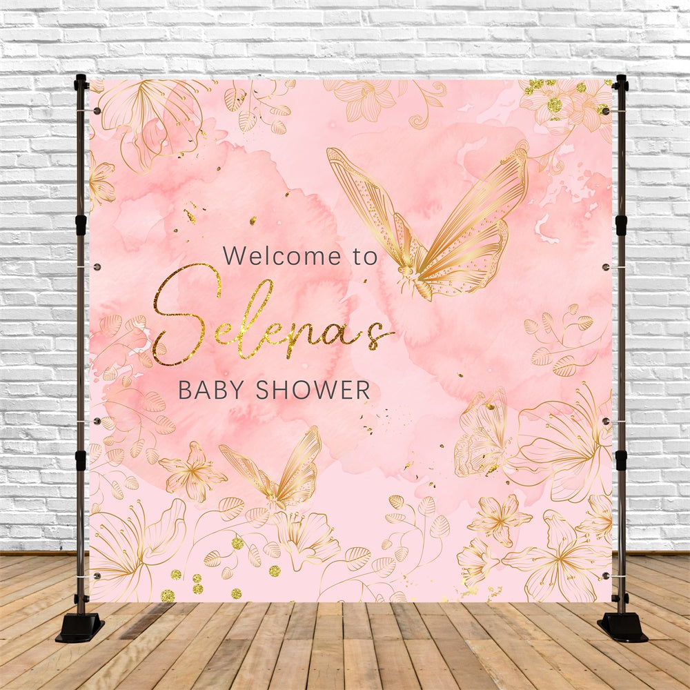 Baby Shower Backdrop Blush Schmetterling Eleganz Customized Backdrop LXX6-10