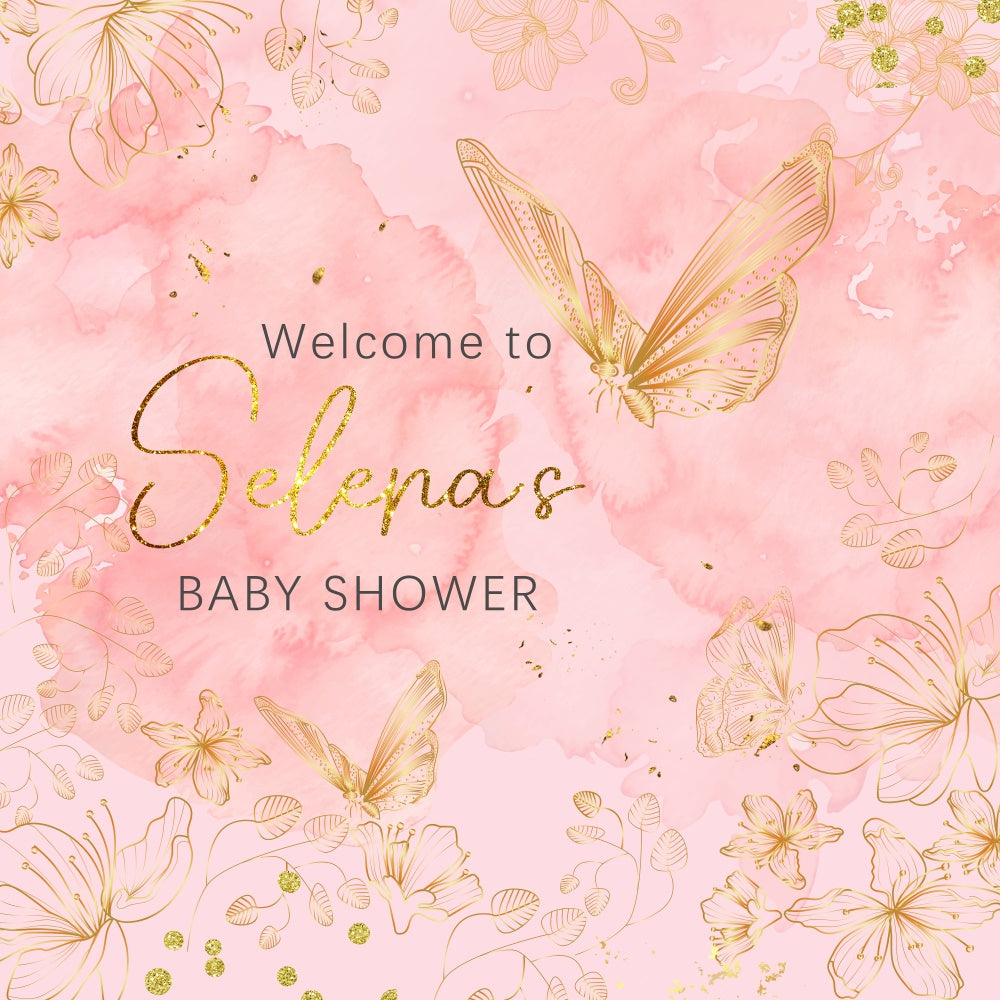 Baby Shower Backdrop Blush Schmetterling Eleganz Customized Backdrop LXX6-10