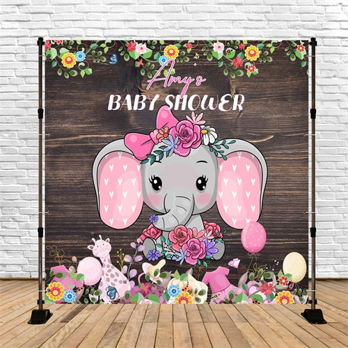 Baby Shower Backdrops Rustic Floral Elephant Individuelles Backdrop LXX6-12