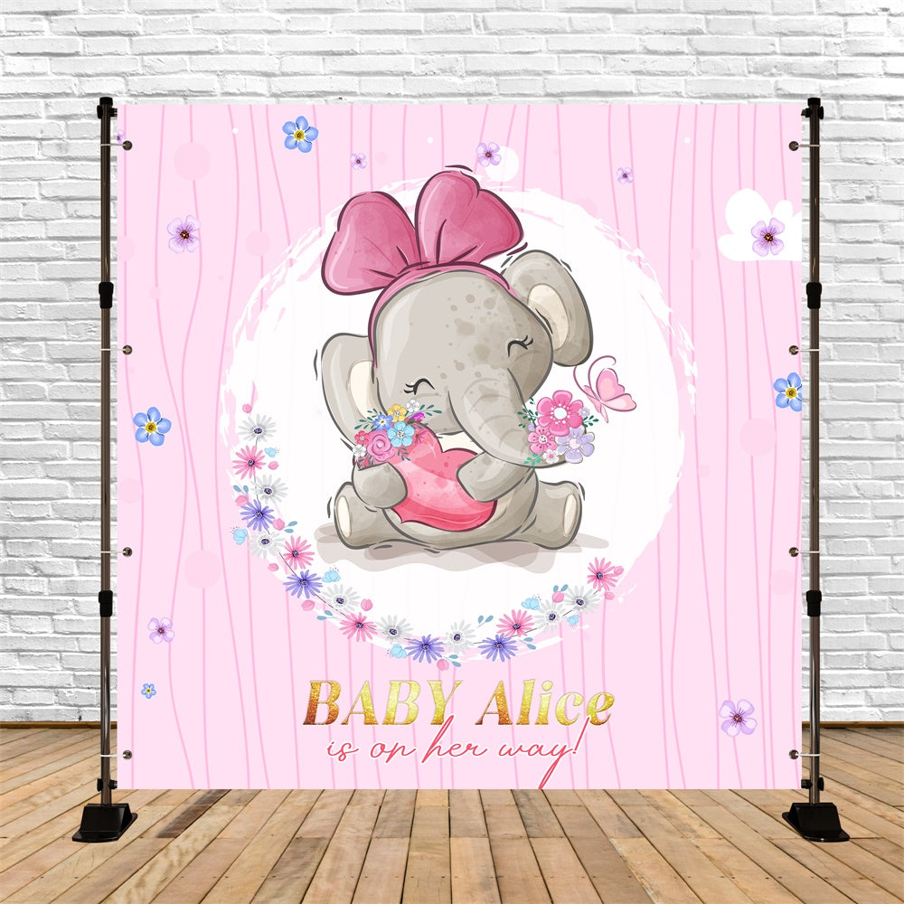 Hintergrundbilder für Baby Shower Blume Baby Elefant Individuelles Hintergrundbild LXX6-13