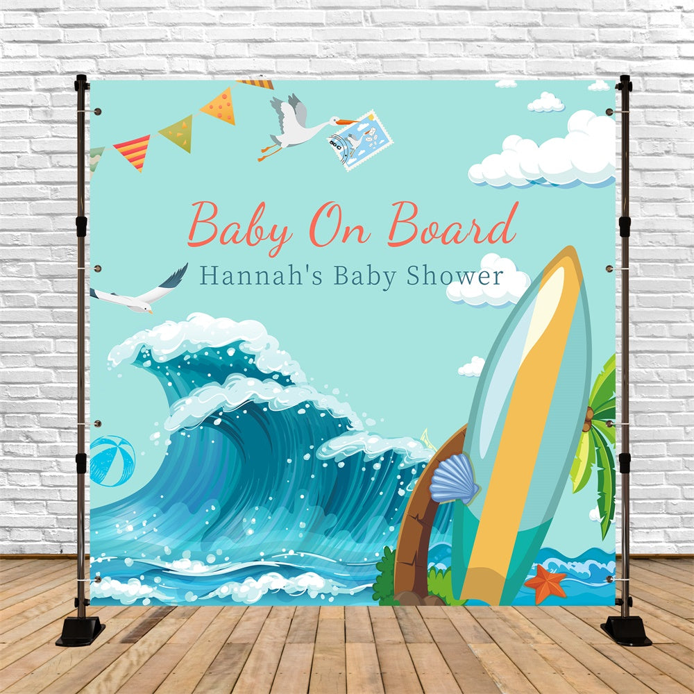 Baby Shower Backdrop Tropical Ocean Adventure Personalisierter Hintergrund LXX6-14