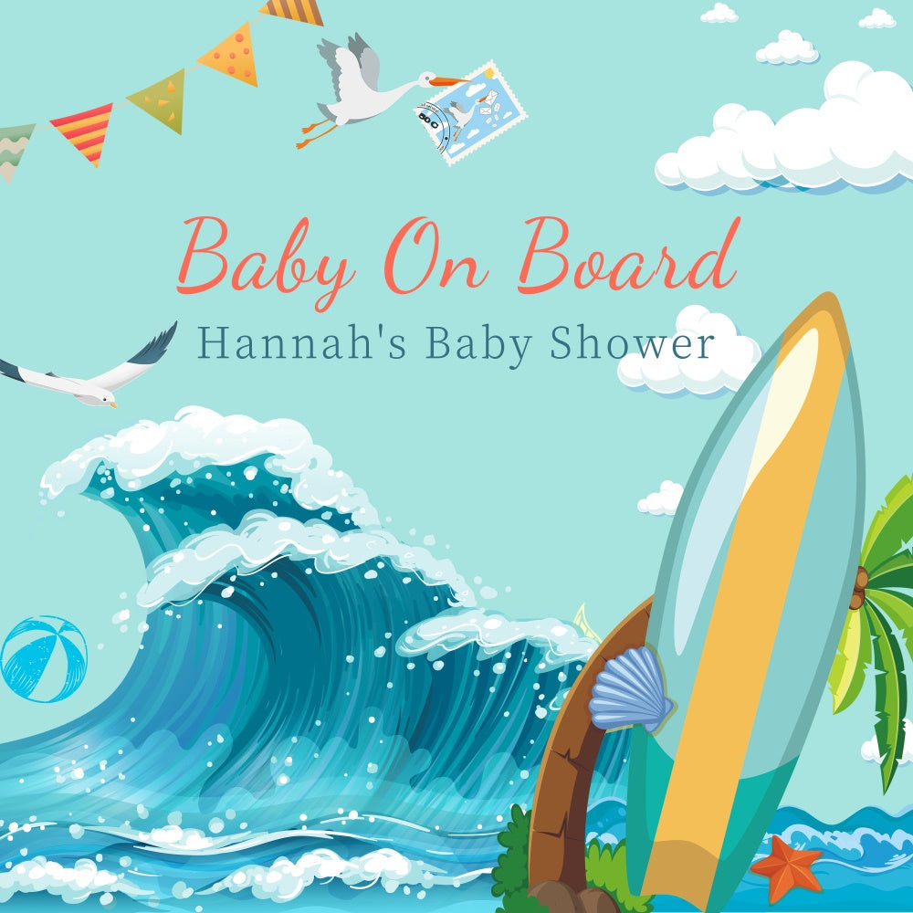 Baby Shower Backdrop Tropical Ocean Adventure Personalisierter Hintergrund LXX6-14