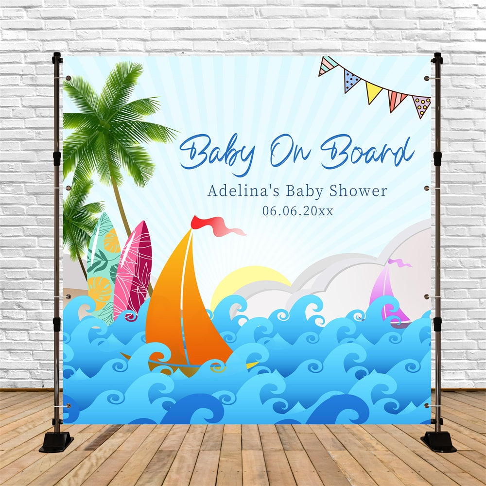 Baby Shower Fotokulisse Sommerreise Party Personalisierte Kulisse LXX6-15