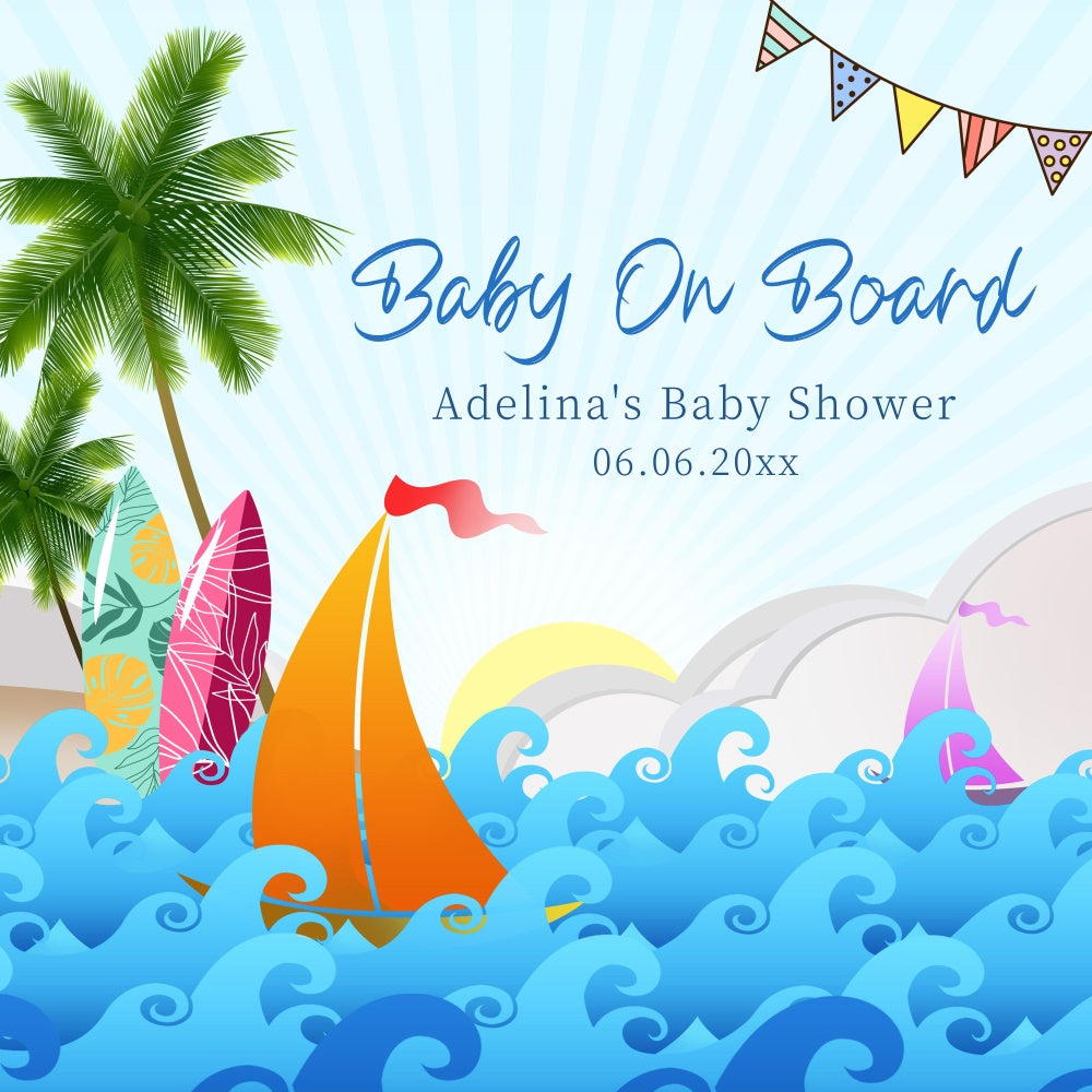 Baby Shower Fotokulisse Sommerreise Party Personalisierte Kulisse LXX6-15