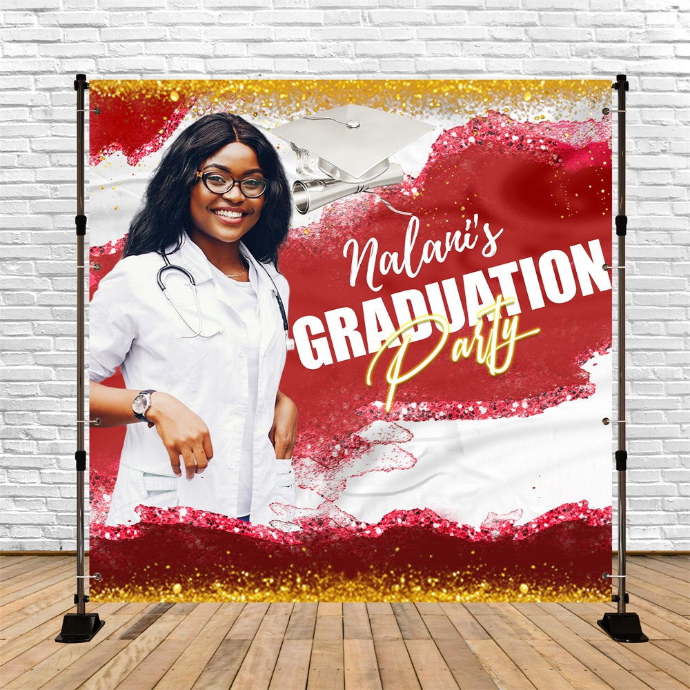 2025 Graduation Backdrop Crimson Glow Personalisierte Party Graduation Backdrop LXX6-159