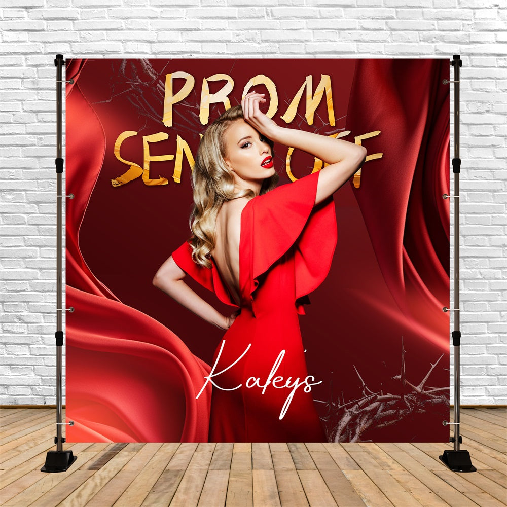 Backdrops für Abschlussball Gold Rot Luxe Personalisierte Party Graduation Backdrop LXX6-166