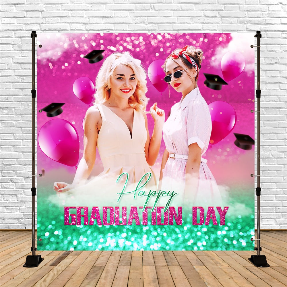 Graduated Backdrop Pink Teal Konfetti Personalisierte Party Graduation Backdrop LXX6-168