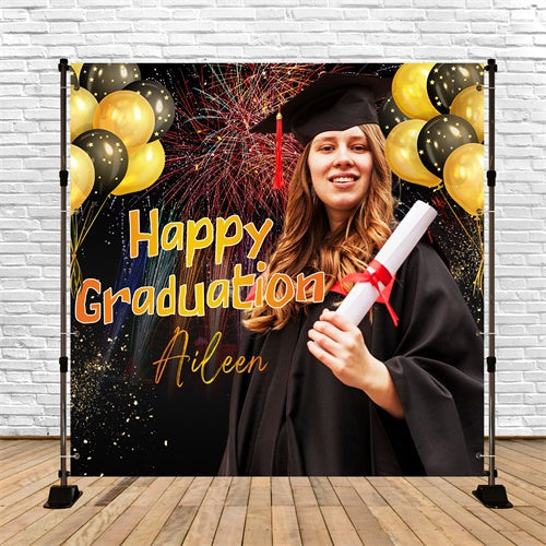 Customized Graduation Backdrop Ballon Feuerwerk Party Graduation Backdrop LXX6-178