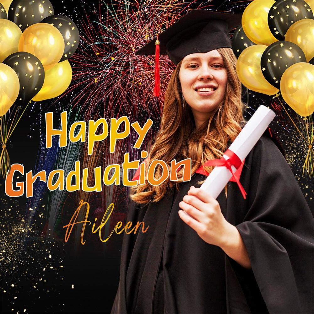 Customized Graduation Backdrop Ballon Feuerwerk Party Graduation Backdrop LXX6-178