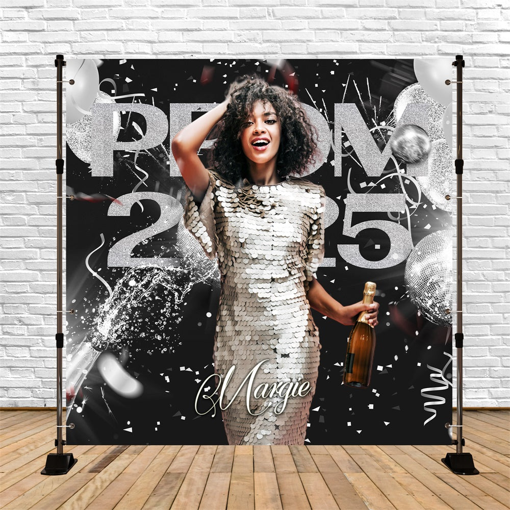 Prom Backdrops Silber Konfetti Personalisierte Party Abschlussfeier Backdrop LXX6-179