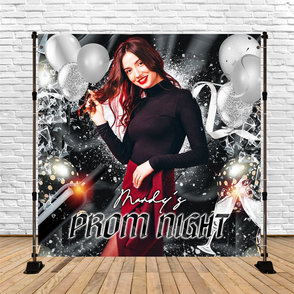 Abschlussball-Hintergrund 2025 Silberner Funkenglanz Personalisierter Party-Abschluss-Hintergrund LXX6-181