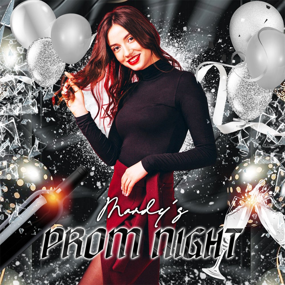 Abschlussball-Hintergrund 2025 Silberner Funkenglanz Personalisierter Party-Abschluss-Hintergrund LXX6-181