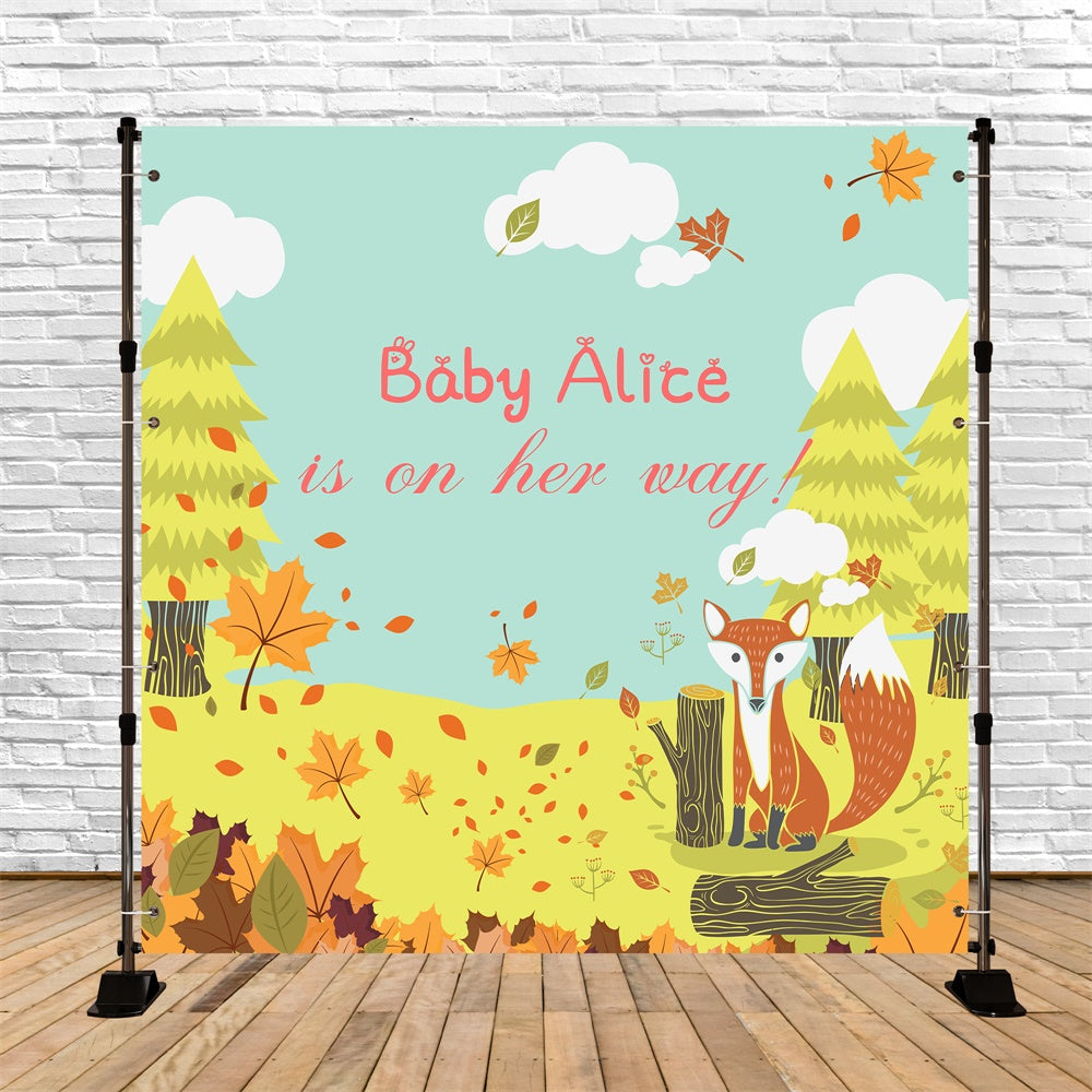 Backdrops für Baby Shower Herbstblätter Fuchs Individueller Backdrop LXX6-221