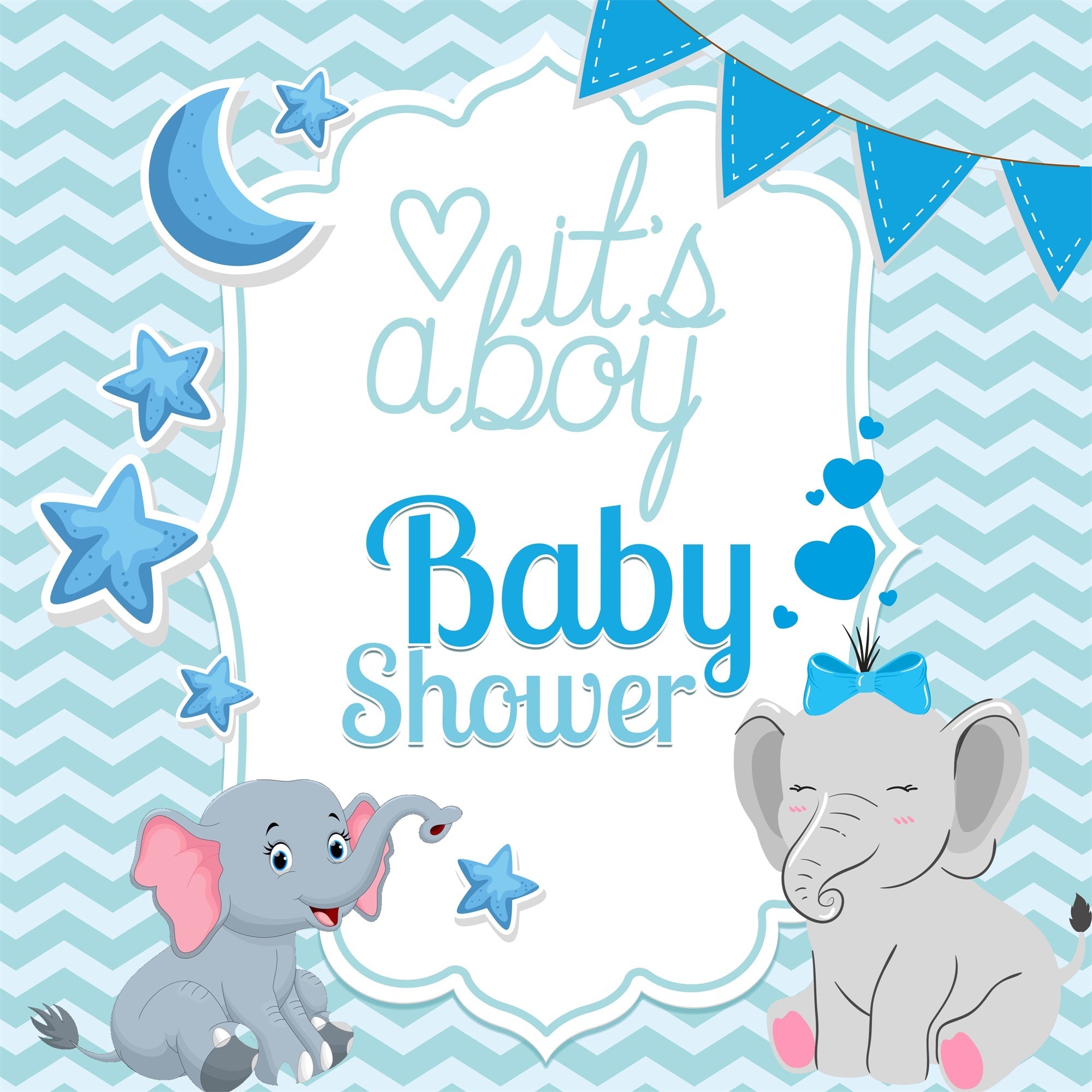 Backdrop für Baby Shower Blauer Elefant Träume Hintergrund LXX6-226