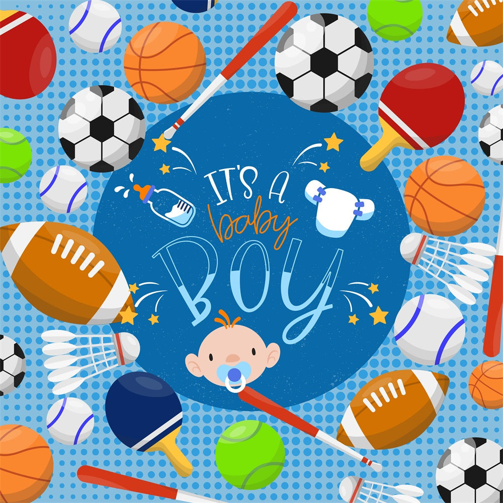 Baby Shower Hintergrund Sport Mania Junge Dusche Hintergrund LXX6-228