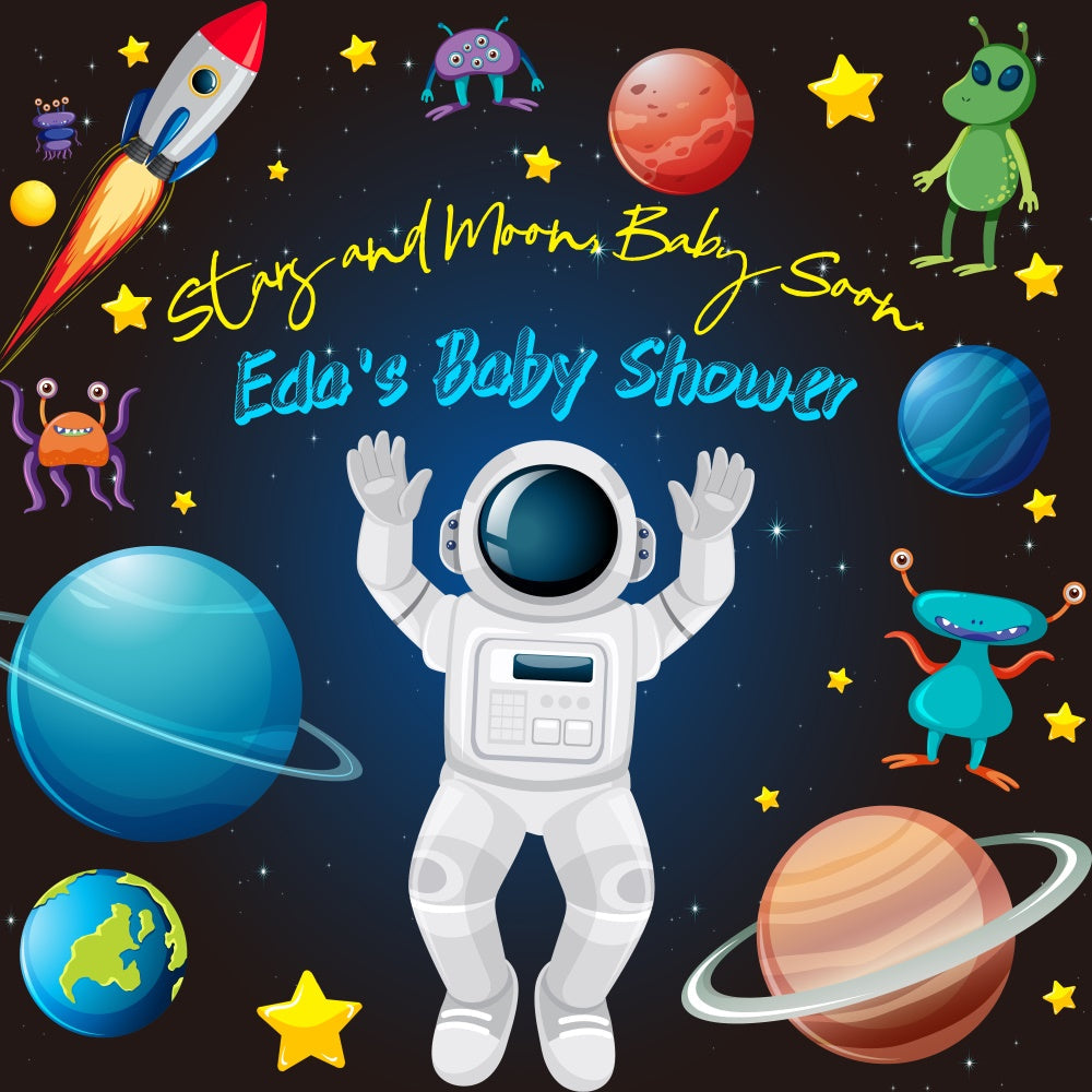 Benutzerdefinierte Baby Dusche Hintergrund Galactic Baby Abenteuer Hintergrund LXX6-237