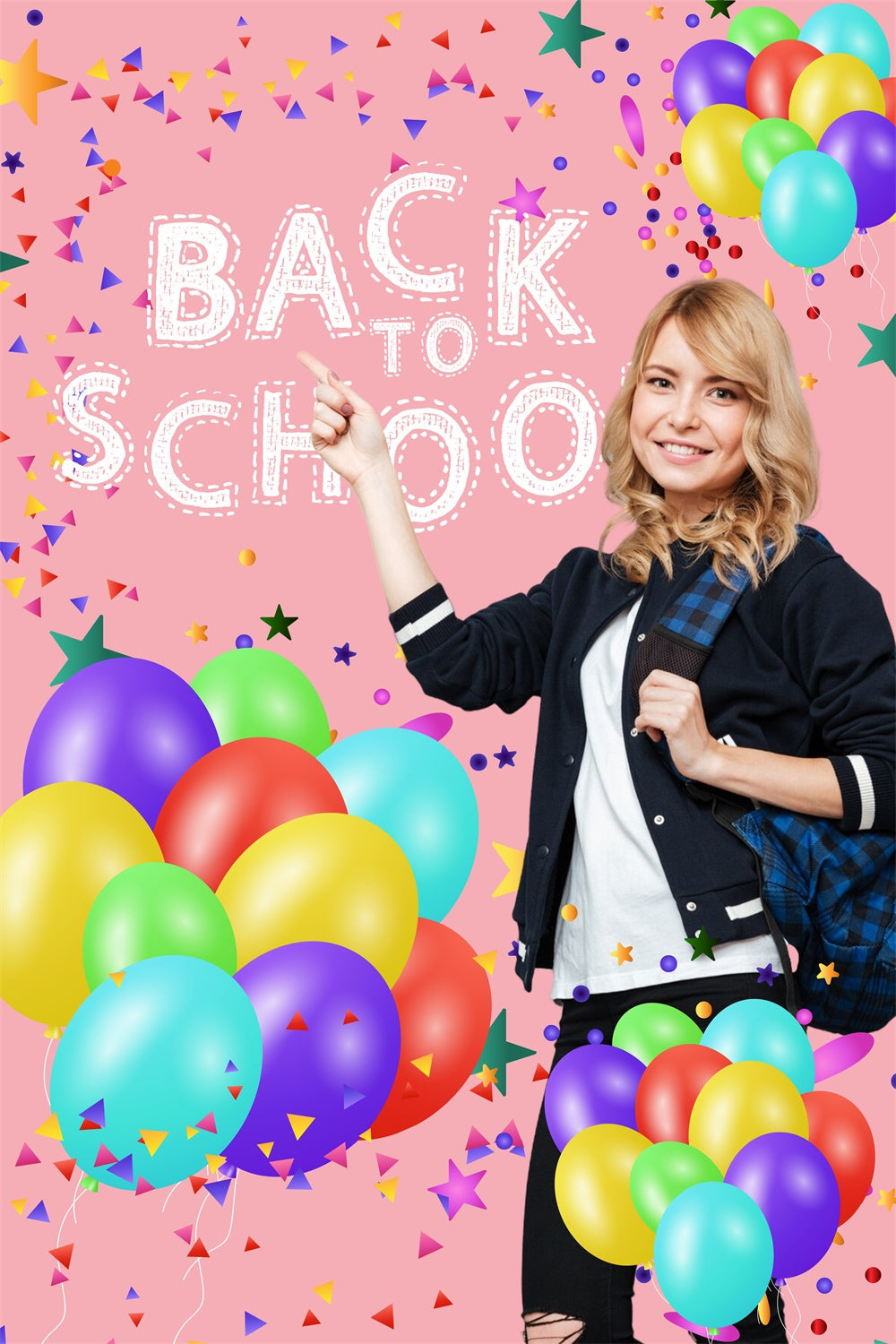 Schule Backdrop Bright Ballon Konfetti Personalisierte Backdrop LXX6-25