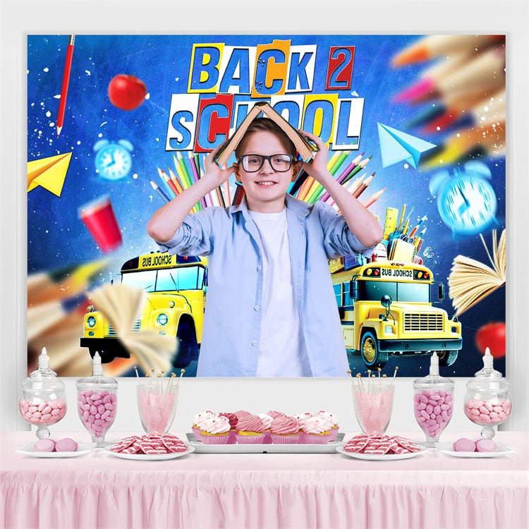 Back To School Backdrop Schulbus Energie Personalisierte Backdrop LXX6-27