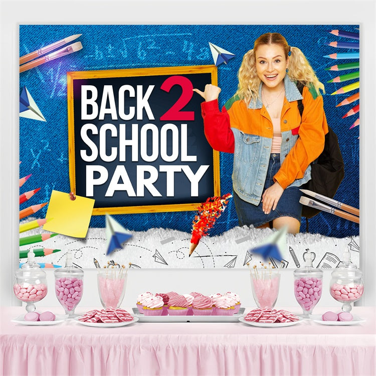 Back To School Backdrops Bleistifte Denim Fun Personalisierte Backdrops LXX6-30