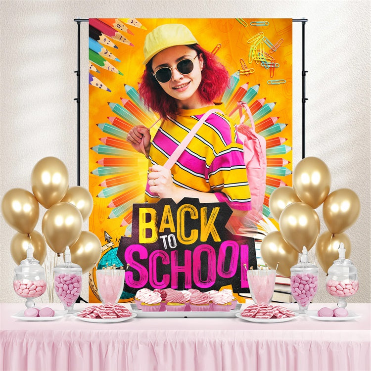 Schule Fotohintergrund Farbe Pop Bleistift Personalisierte Kulisse LXX6-32