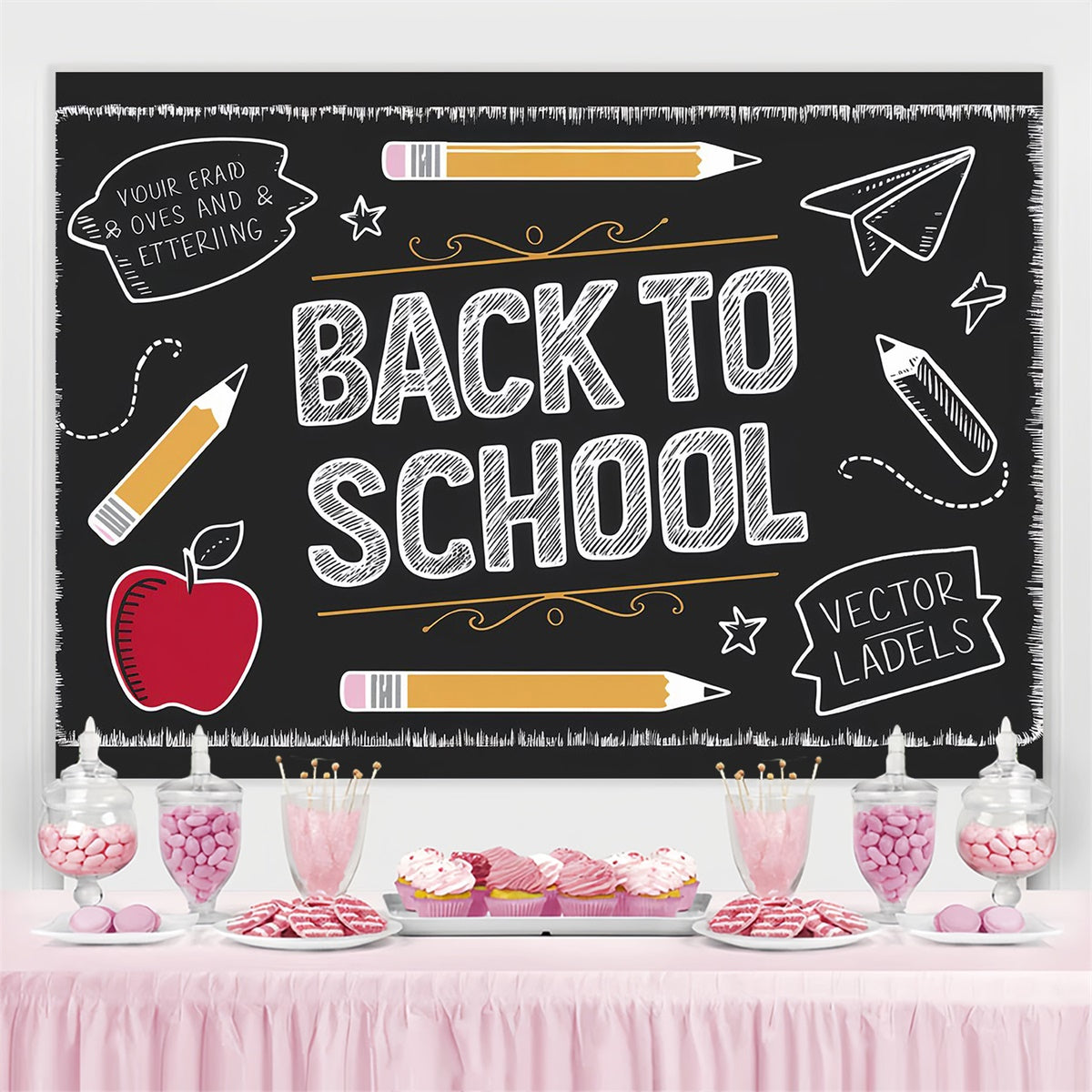 Back To School Kreidetafel Backdrop Doodle Style Backdrop LXX6-38
