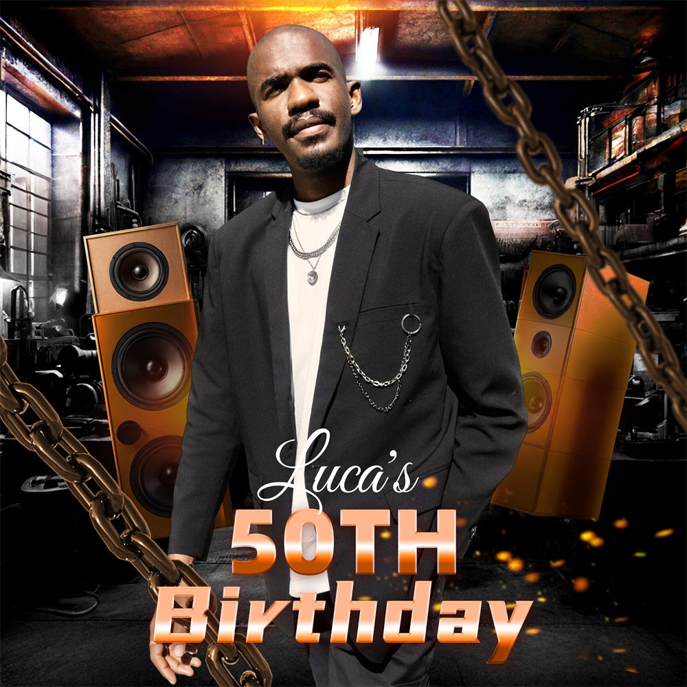 50. Geburtstag Backdrop Metall Beats Bash Personalisierte Backdrop LXX6-42