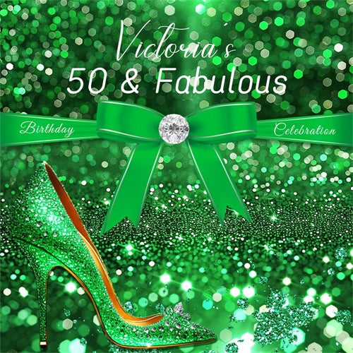 50. Geburtstag Backdrop für Sie Glam Grün personalisiert Backdrop LXX6-44