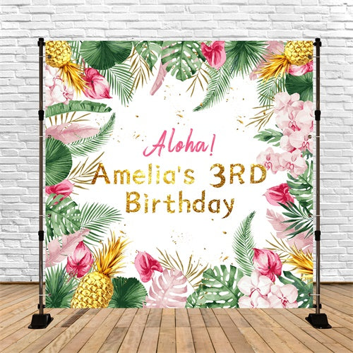Custom Birthday Backdrops Tropical Bloom 3. Geburtstag Backdrop LXX6-47