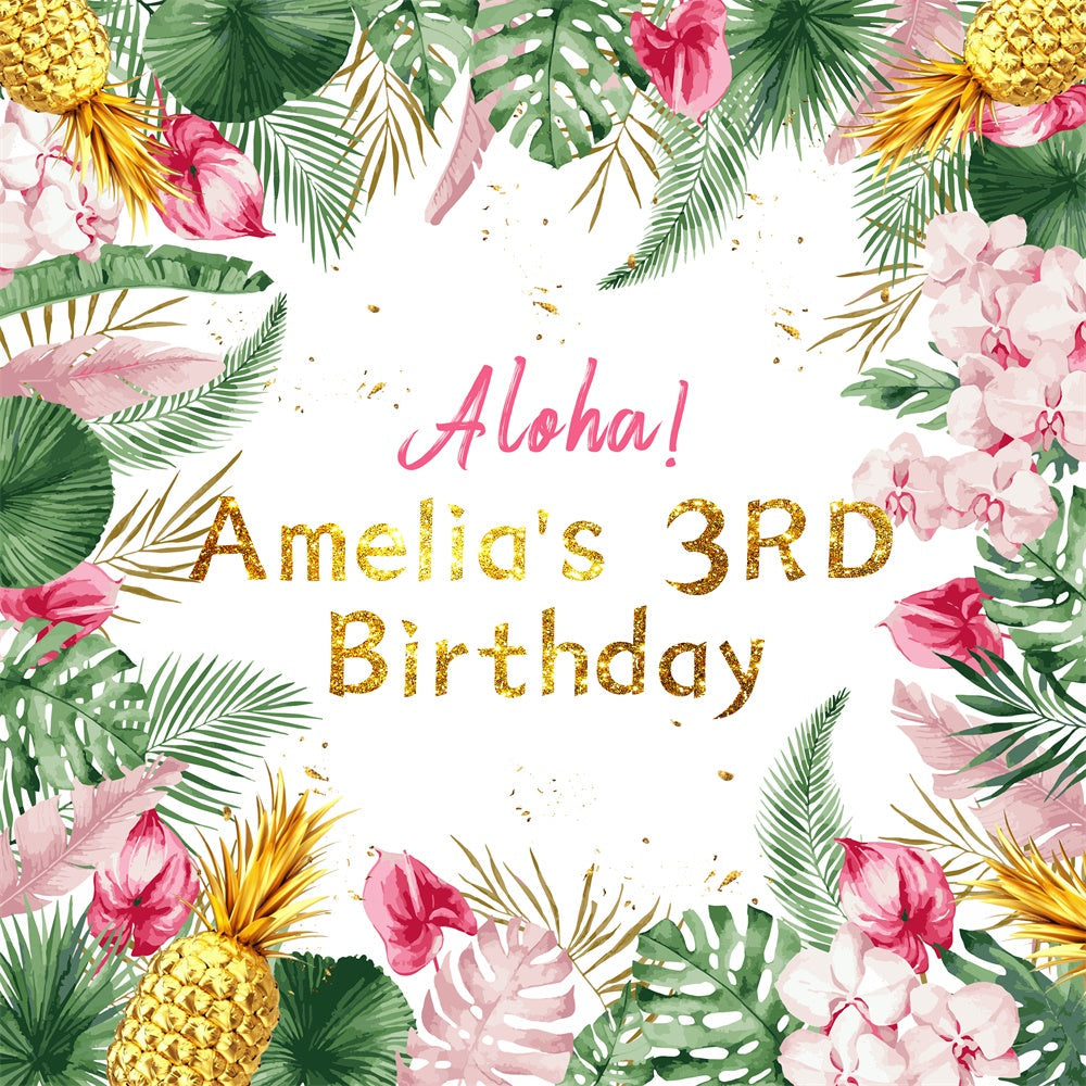 Custom Birthday Backdrops Tropical Bloom 3. Geburtstag Backdrop LXX6-47