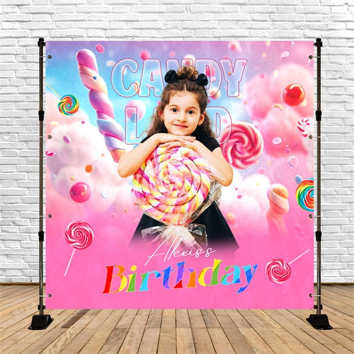 Alles Gute zum Geburtstag Backdrops Sweet Rainbow Lollipop Custom Backdrop LXX6-49