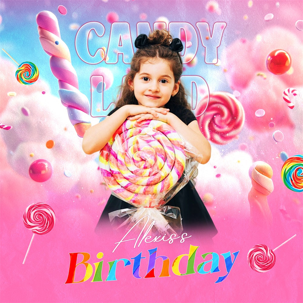 Alles Gute zum Geburtstag Backdrops Sweet Rainbow Lollipop Custom Backdrop LXX6-49
