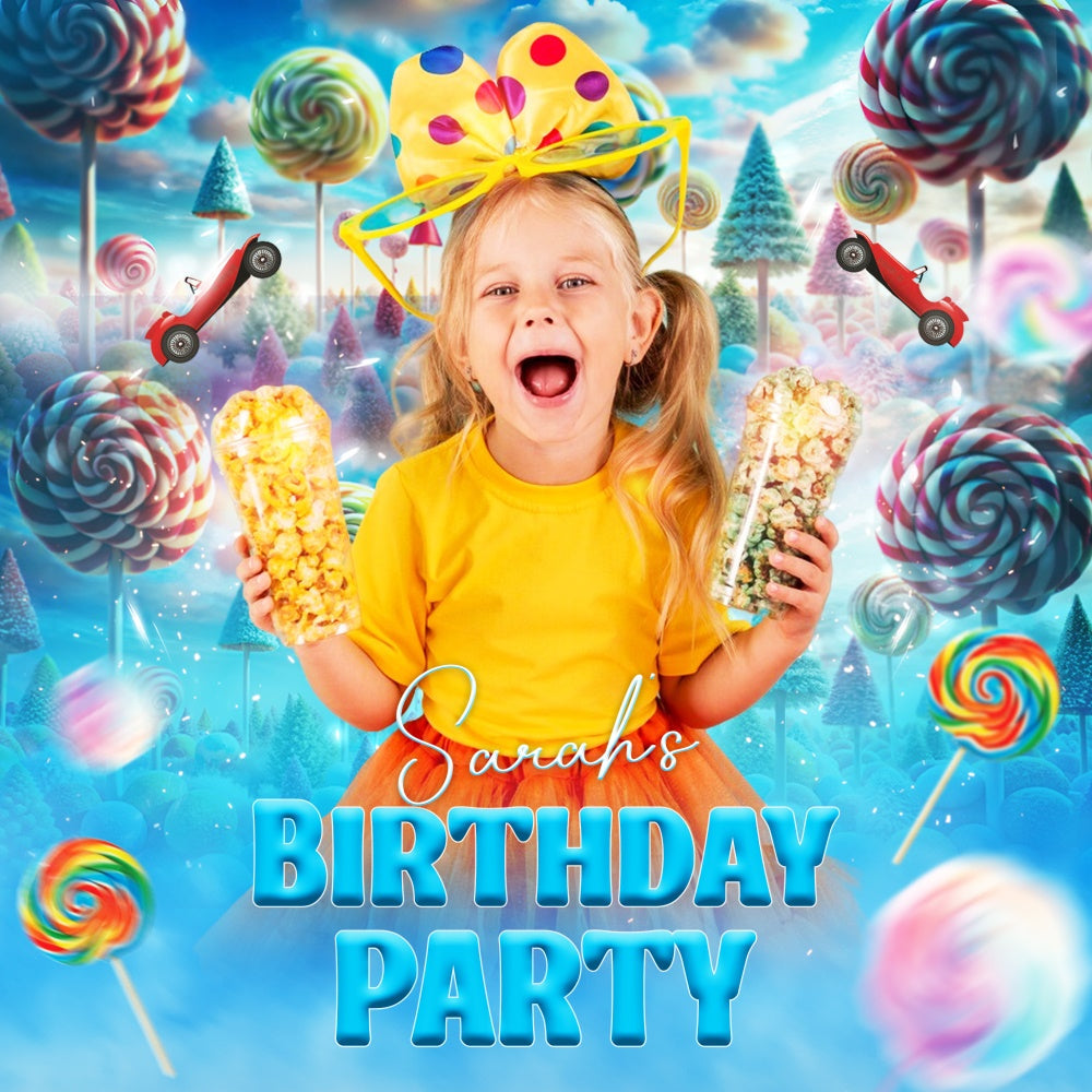 Personalisierte Birthday Backdrop Rainbow Candy Adventure Backdrop LXX6-50
