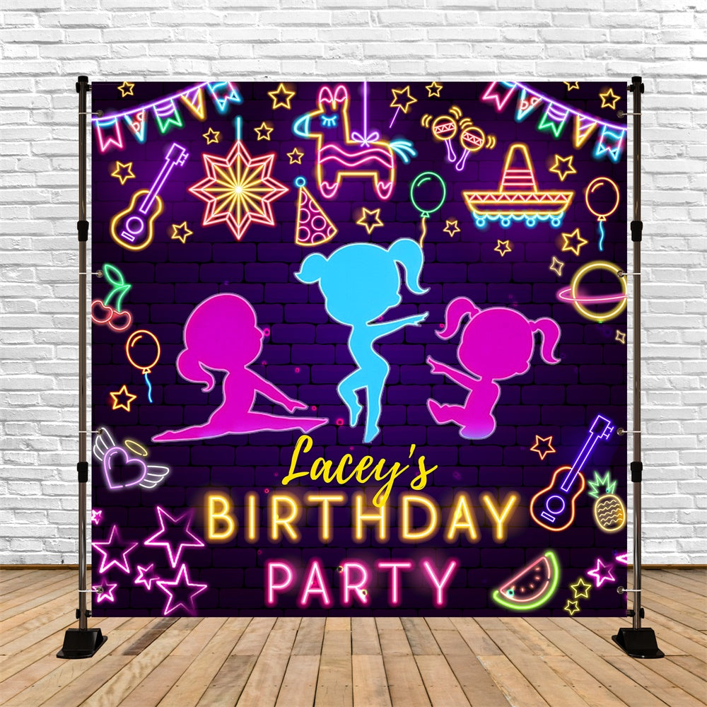 Backdrop Ideen für Geburtstag Neon Dance Party Individuelles Backdrop LXX6-59