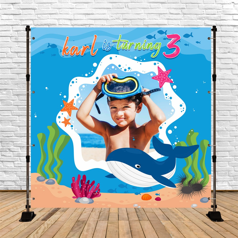 Personalisierte Backdrop für Geburtstag Ocean Explorer 3. Backdrop LXX6-64