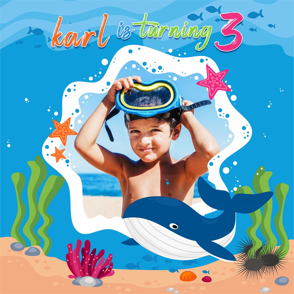 Personalisierte Backdrop für Geburtstag Ocean Explorer 3. Backdrop LXX6-64