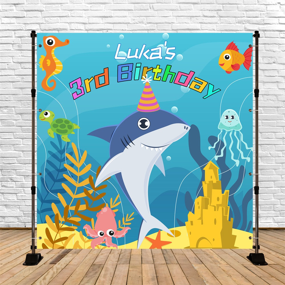 Backdrop für Geburtstagsfeier Baby Shark Bash Custom Backdrop LXX6-69