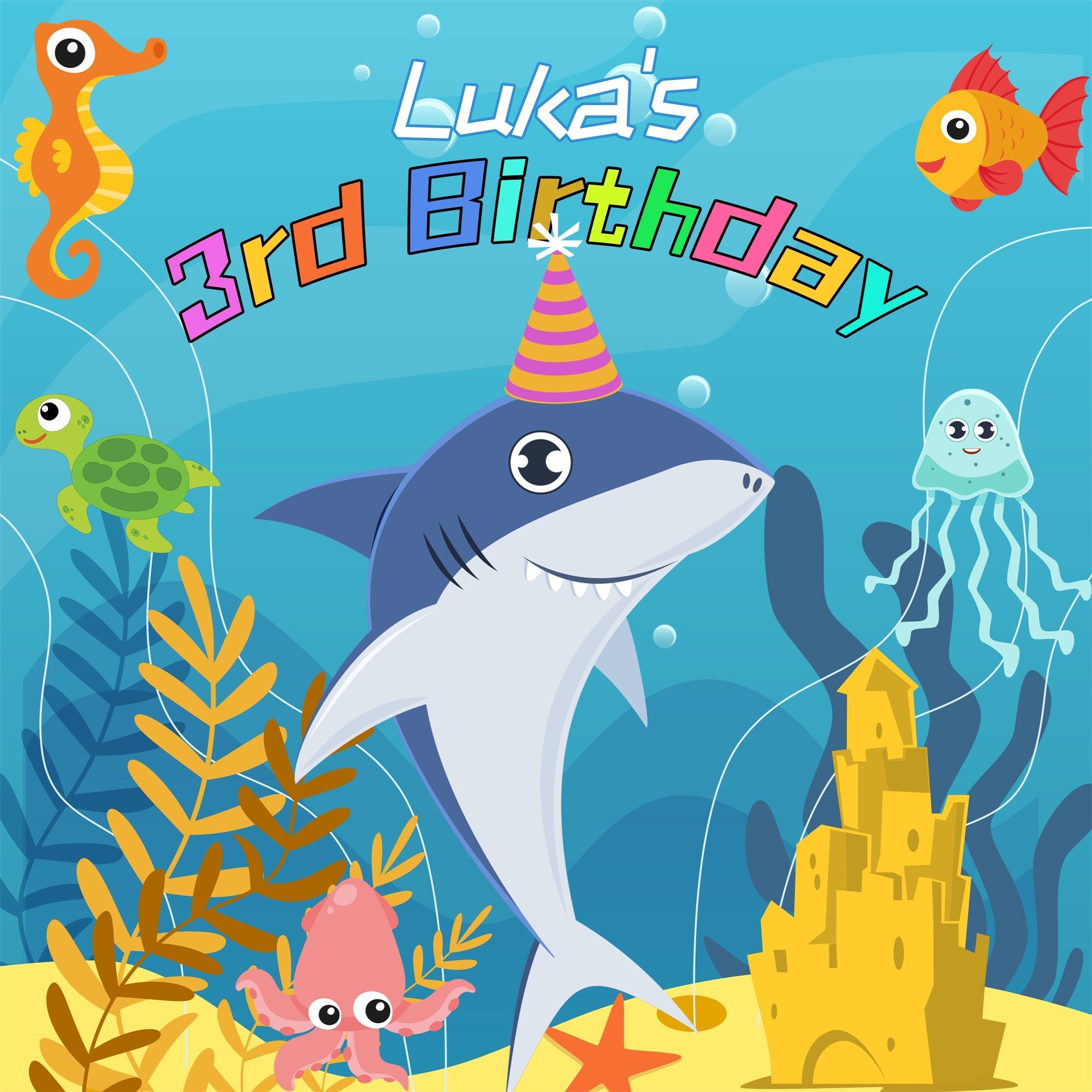 Backdrop für Geburtstagsfeier Baby Shark Bash Custom Backdrop LXX6-69