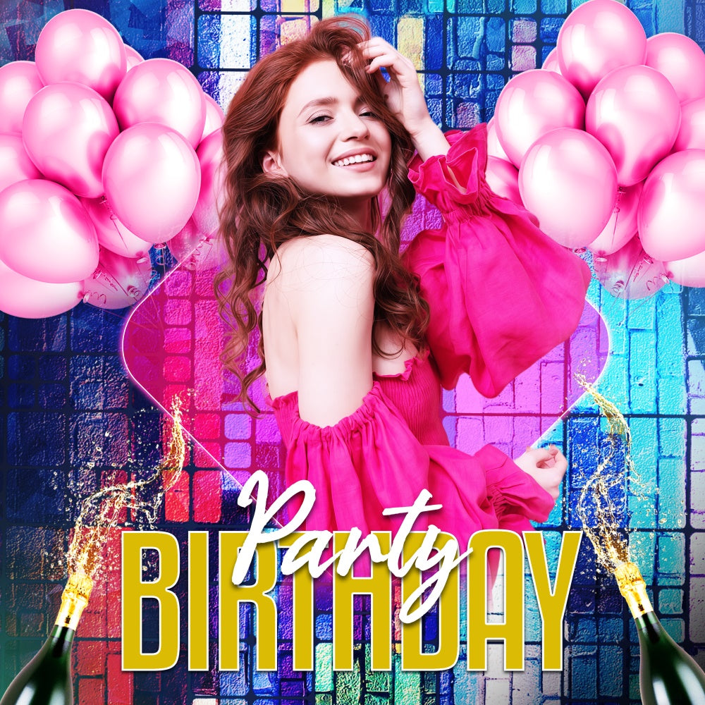 Personalisierte Backdrop für Geburtstag Disco Pop Ballon Hintergrund LXX6-72