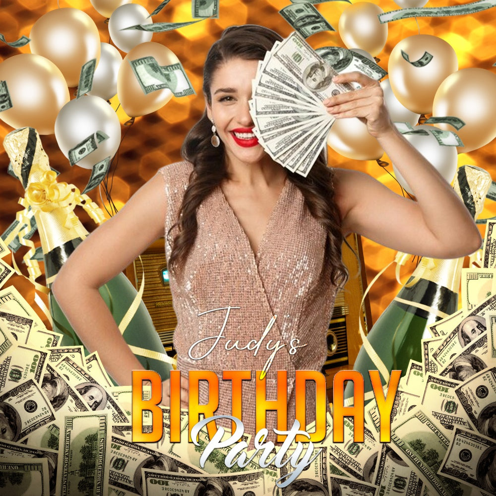 Backdrop für Geburtstag Champagner Reichtum Party Personalisierte Backdrop LXX6-76
