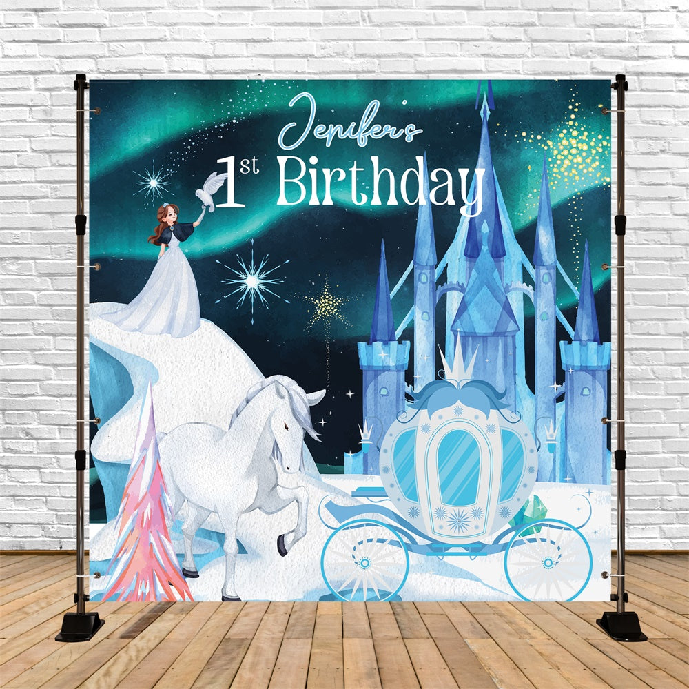 1. Geburtstag Backdrop Winter Royal Castle Personalisierte Backdrop LXX6-80