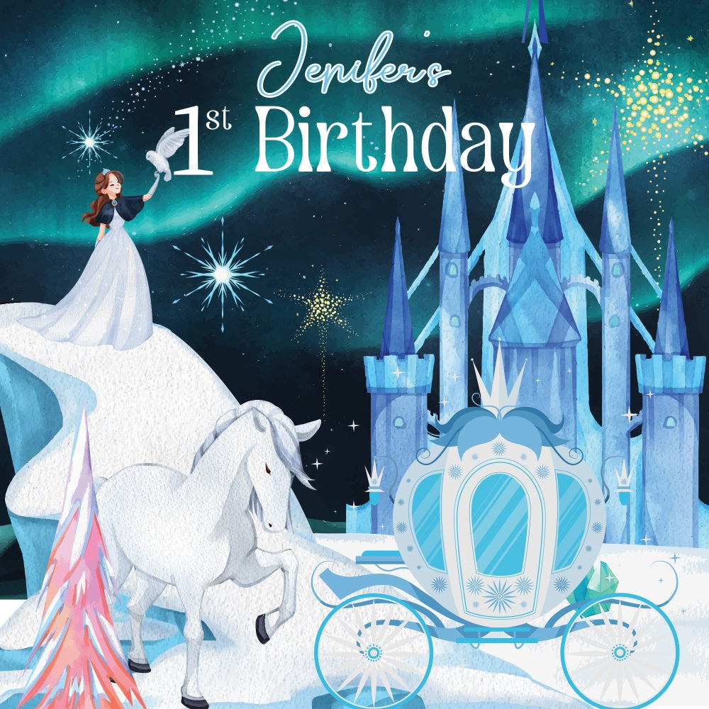 1. Geburtstag Backdrop Winter Royal Castle Personalisierte Backdrop LXX6-80